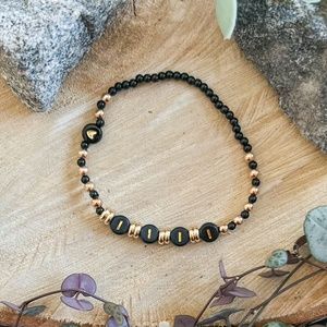 Angel Number Beaded Bracelet | Black and Gold | Angelic Sign From Universe